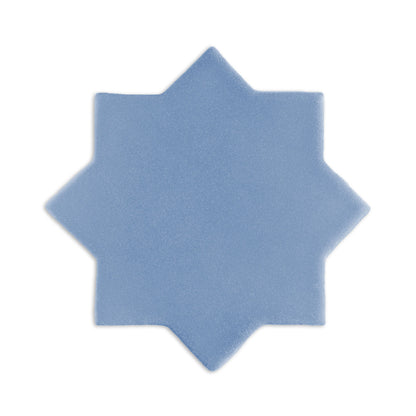 Denim blue star-shaped clay tile from Clay Imports with a frosted matte texture.