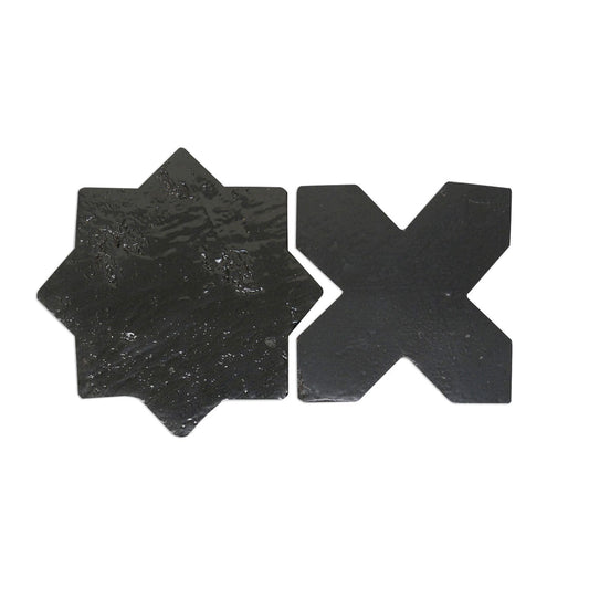 [Sample] Glazed Antique Star & Cross Noir Black 5.5"