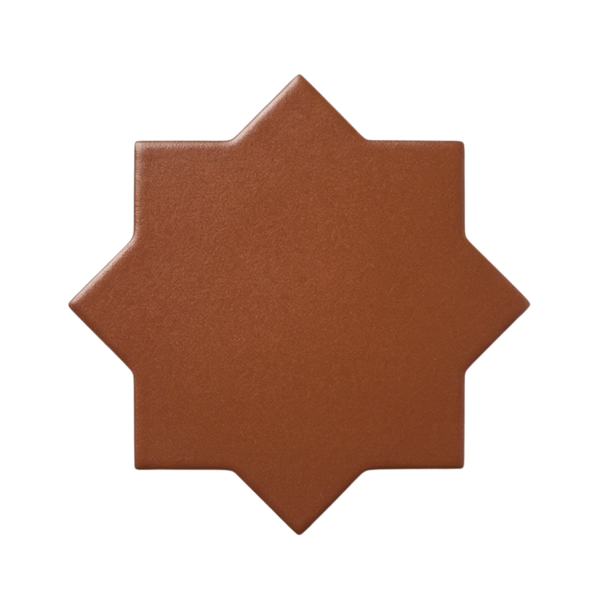 Cacao brown eight-pointed star solid tile by Clay Imports with a subtle texture.