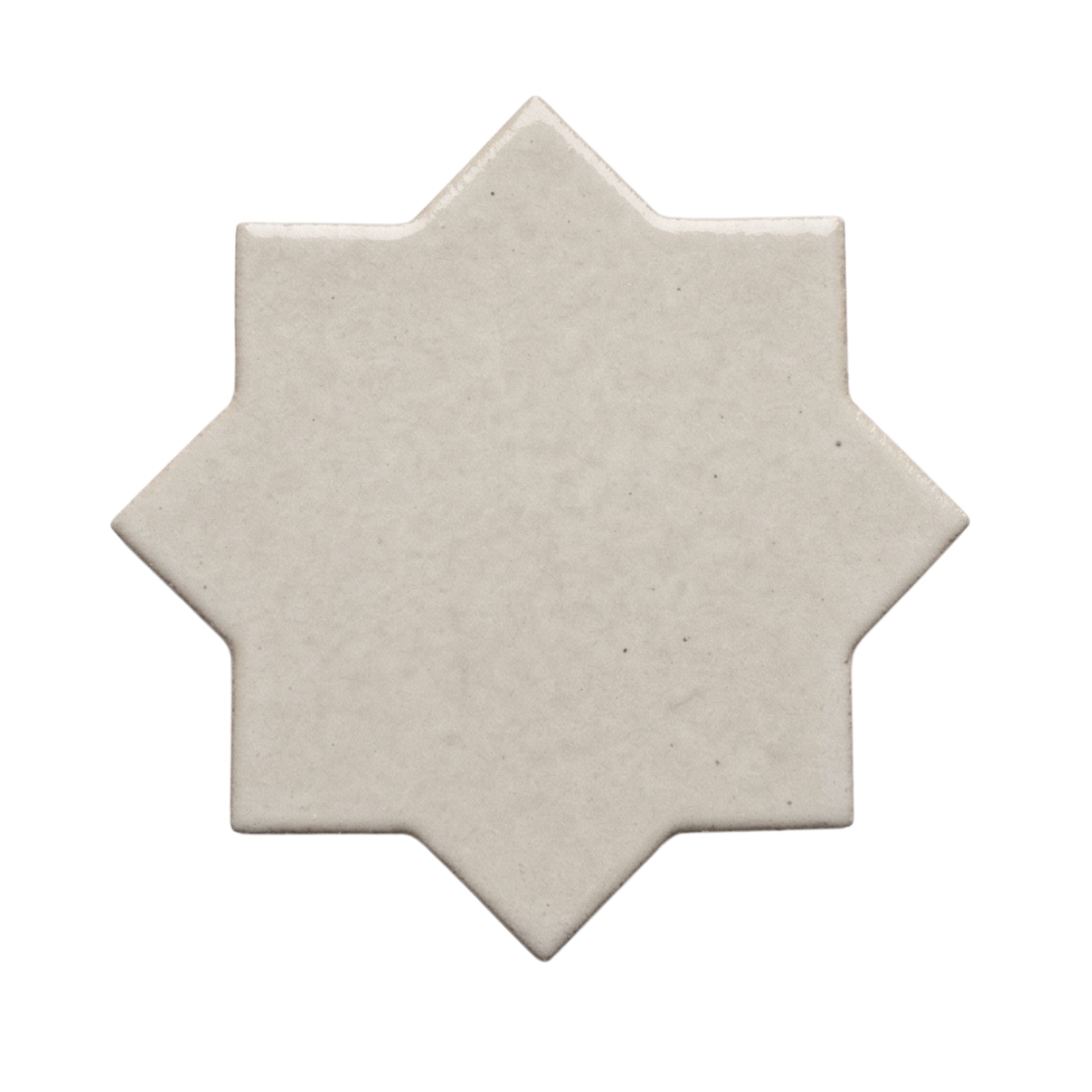 Pearl Snap star tile by Clay Imports, an 8-point geometric shape with a textured off-white finish.