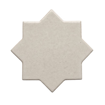 Pearl Snap star tile by Clay Imports, an 8-point geometric shape with a textured off-white finish.
