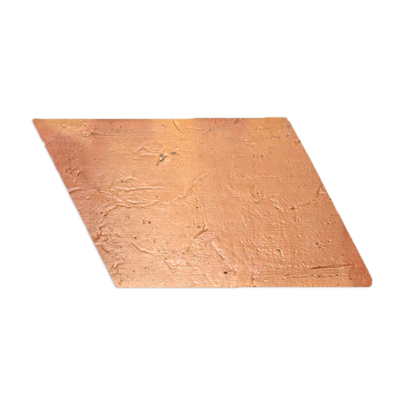 Parallelogram terracotta tile by Clay Imports with an antique satin finish and rough, textured surface.
