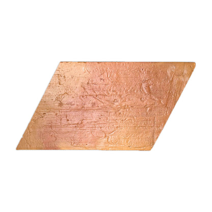 Terracotta parallelogram tile by Clay Imports with an antique satin finish and textured surface, angled right.
