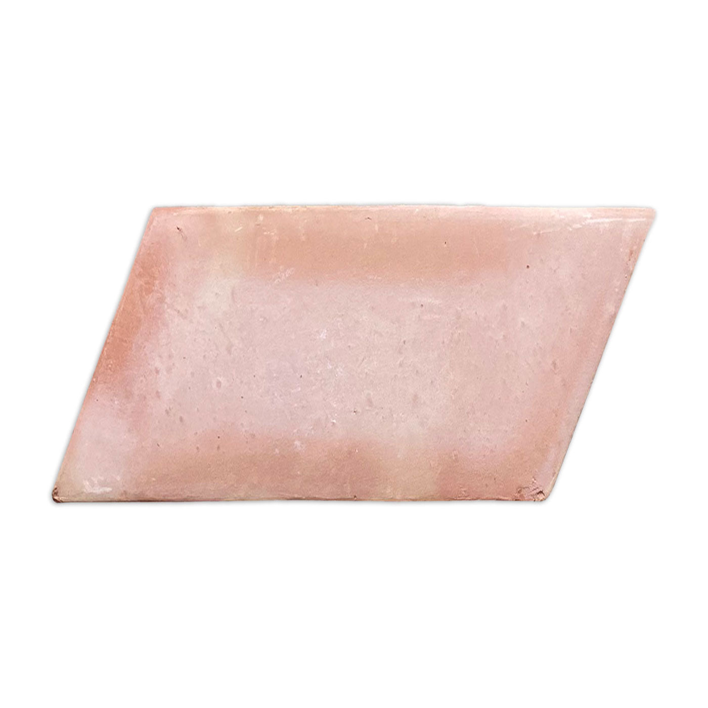 Reddish-pink smooth matte parallelogram terracotta tile by Clay Imports, designed as a right side piece.