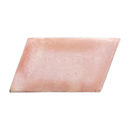 Reddish-pink smooth matte parallelogram terracotta tile by Clay Imports, designed as a right side piece.