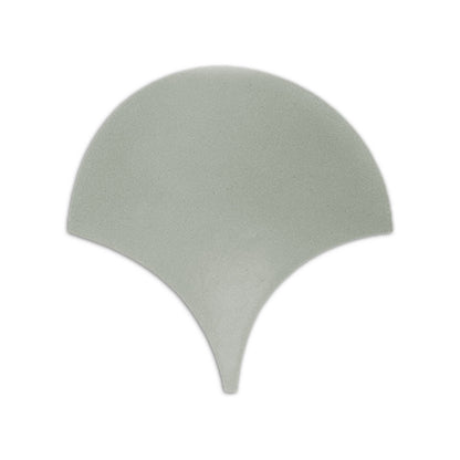 Light green Agave Abanico clay tile by Clay Imports, a fan-shaped tile with a matte finish.