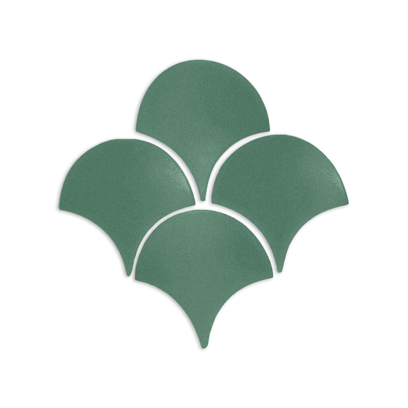 Cilantro green Abanico-shaped clay tiles by Clay Imports, displaying a subtle texture and white grout lines.