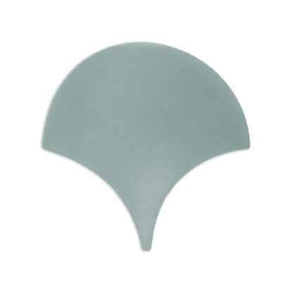 Light green clay tile by Clay Imports, fan-shaped with a subtle textured matte finish.