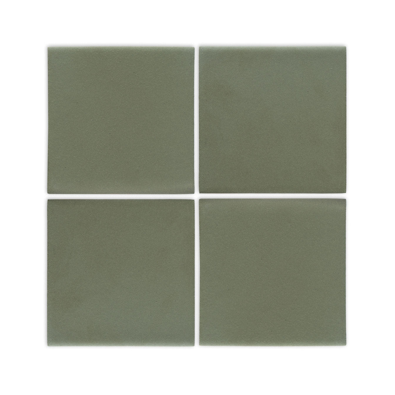 Olive green 6x6 clay tiles by Clay Imports, with a matte finish and white grout lines.