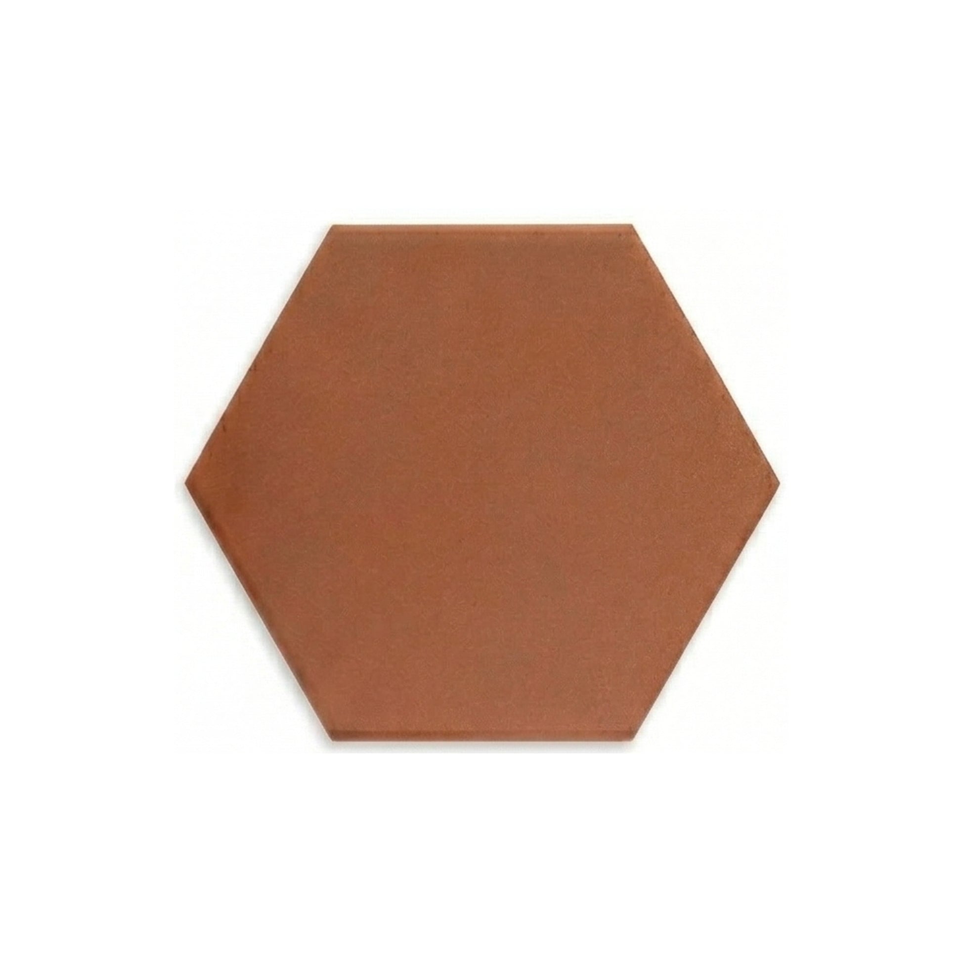 Hexagon Mamey clay tile by Clay Imports in a warm reddish-brown hue with a subtle, natural texture.