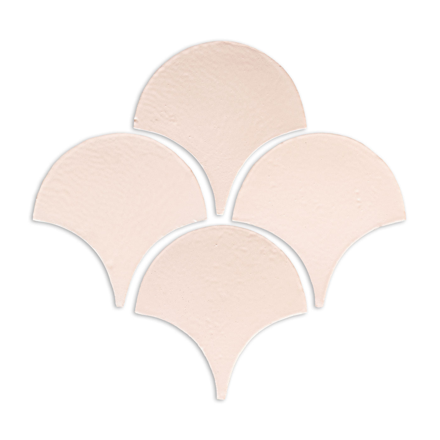 Horizon Abanico matte blush tiles by Clay Imports, arranged in a cluster showing a subtle texture.
