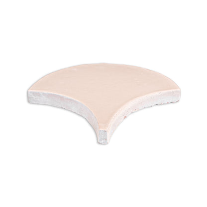 Light pink matte Abanico tile by Clay Imports, angled view showing a smooth top surface and textured side.