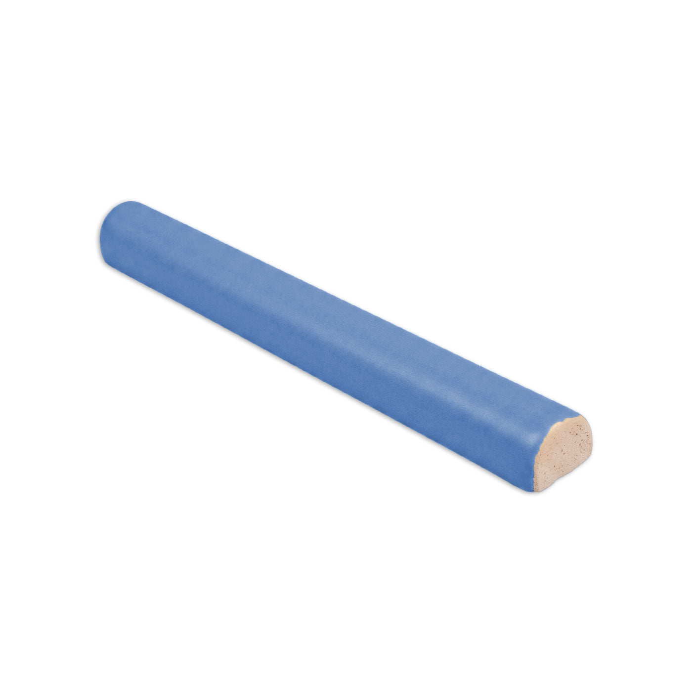 Denim blue pencil liner tile by Clay Imports with a rounded edge, lying horizontally.