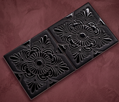Relief Crisantemo Black 6x6