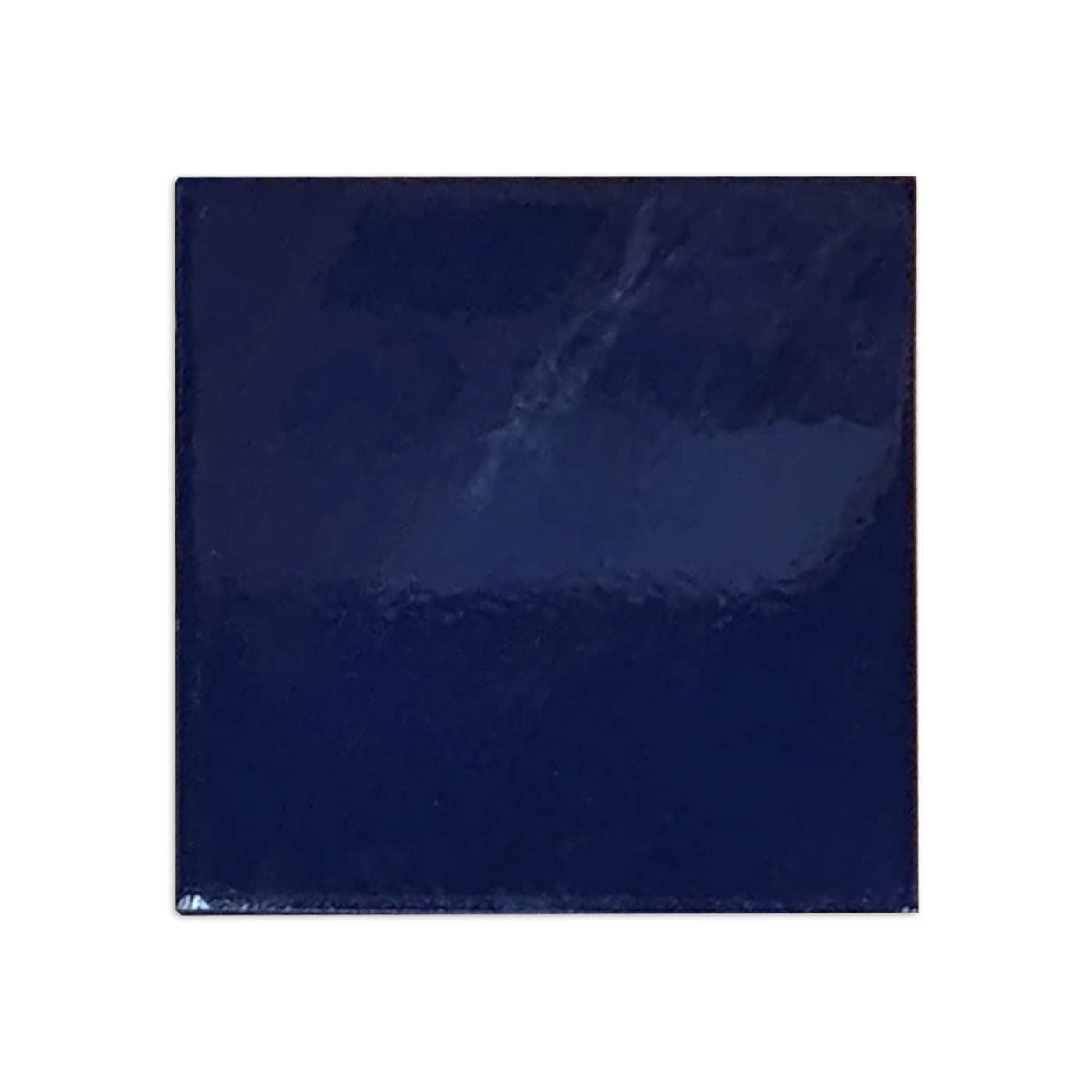 Dark blue square clay tile by Clay Imports with a glossy, reflective surface and slightly textured appearance.