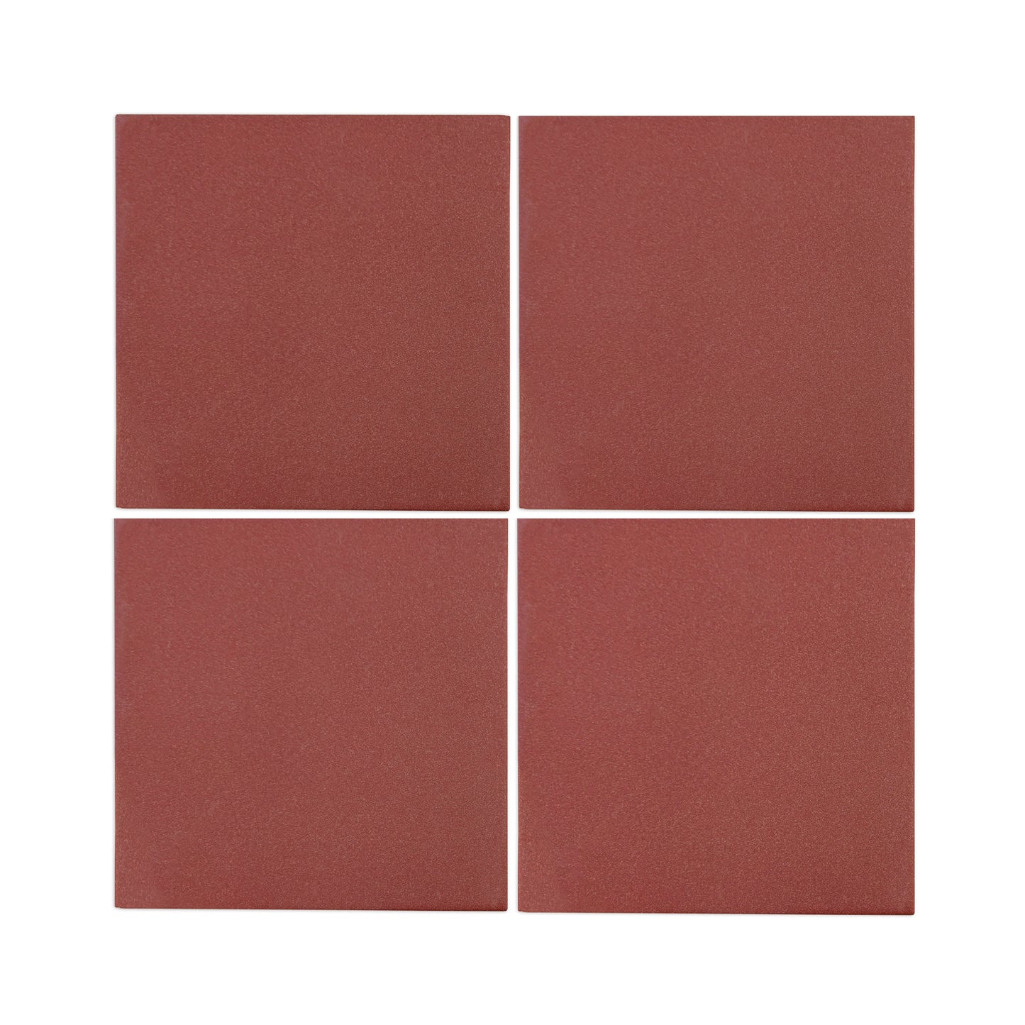 Four 6x6 wild berry clay tiles by Clay Imports, arranged in a grid, showcasing a textured reddish-brown surface.