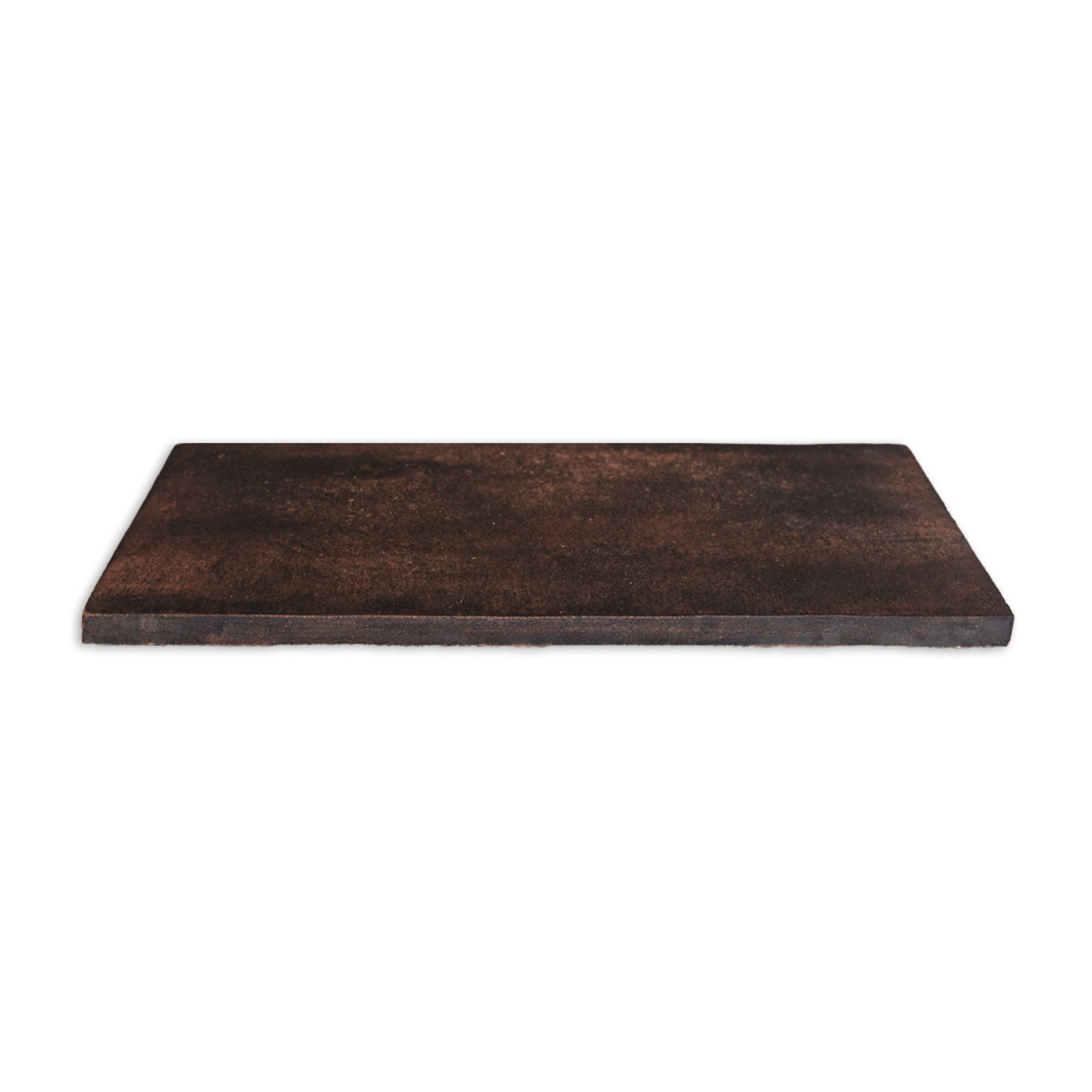 Dark brown Cotto Oxido 6x13 tile by Clay Imports with a textured, slightly rough surface, viewed from a low angle.