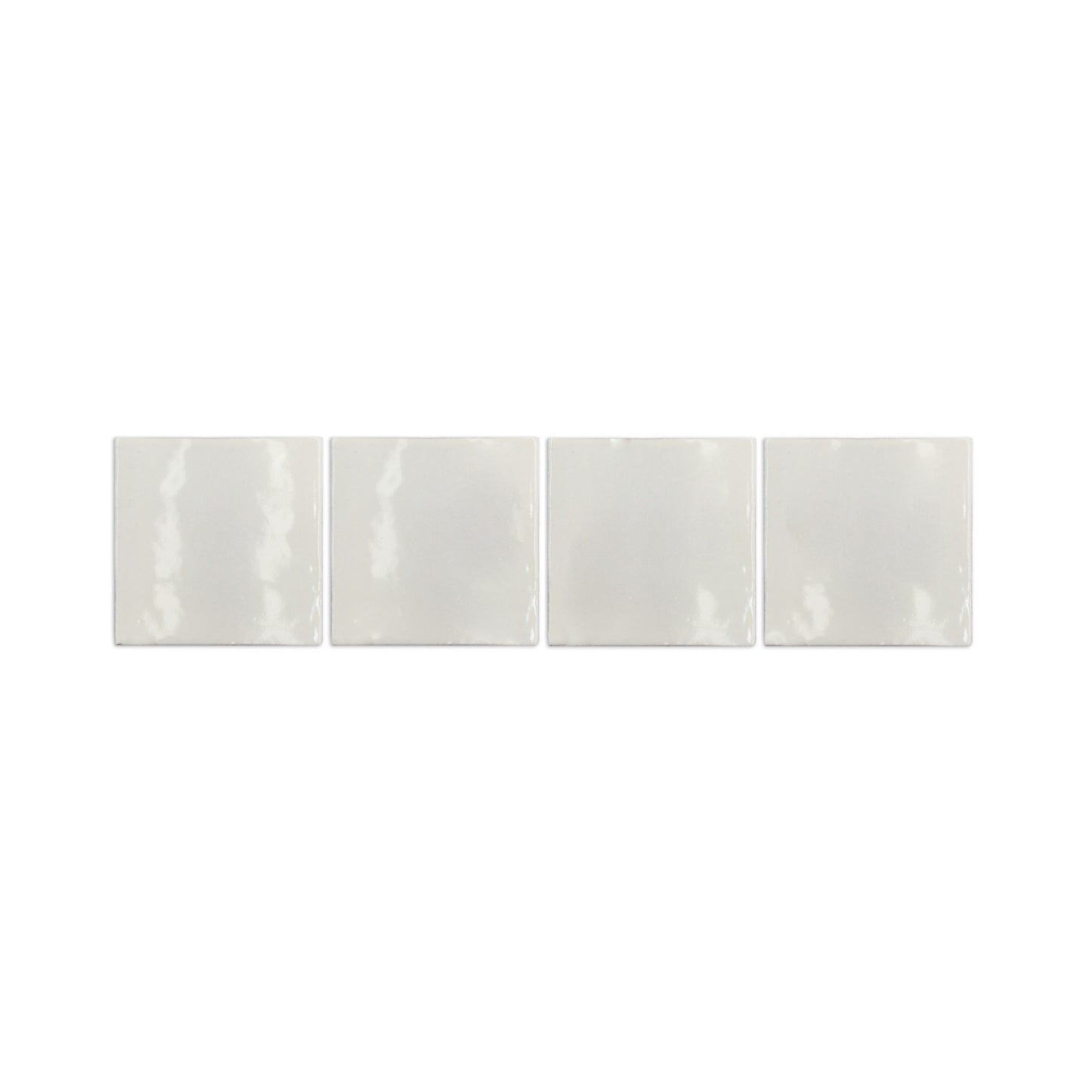 Champagne 6x6 glazed cotto pool waterline tiles by Clay Imports, arranged in a row with a glossy, subtly irregular surface.