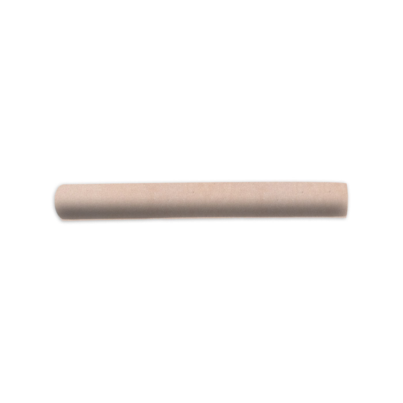 A light brown quarter-round opaque tile by Clay Imports, with a subtle grainy texture and rounded edges.
