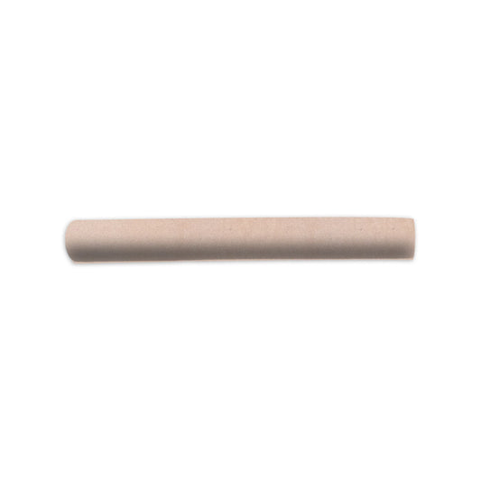 A light brown quarter-round opaque tile by Clay Imports, with a subtle grainy texture and rounded edges.