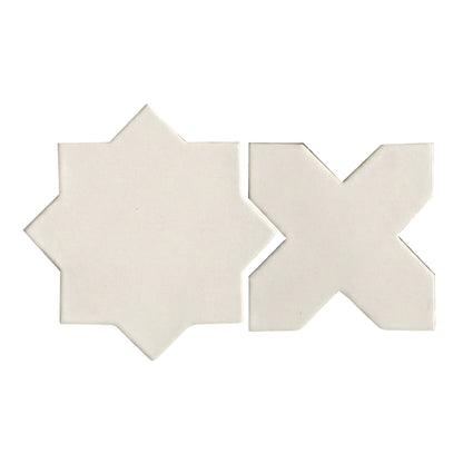 Vanilla Star and Cross shaped tiles by Clay Imports, two separate pieces with a soft, matte texture.