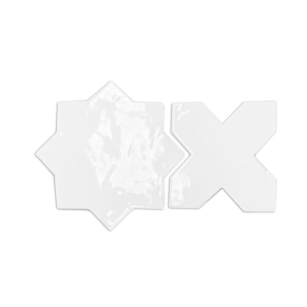 [Sample] Glazed Star & Cross Gloss White 5.5"