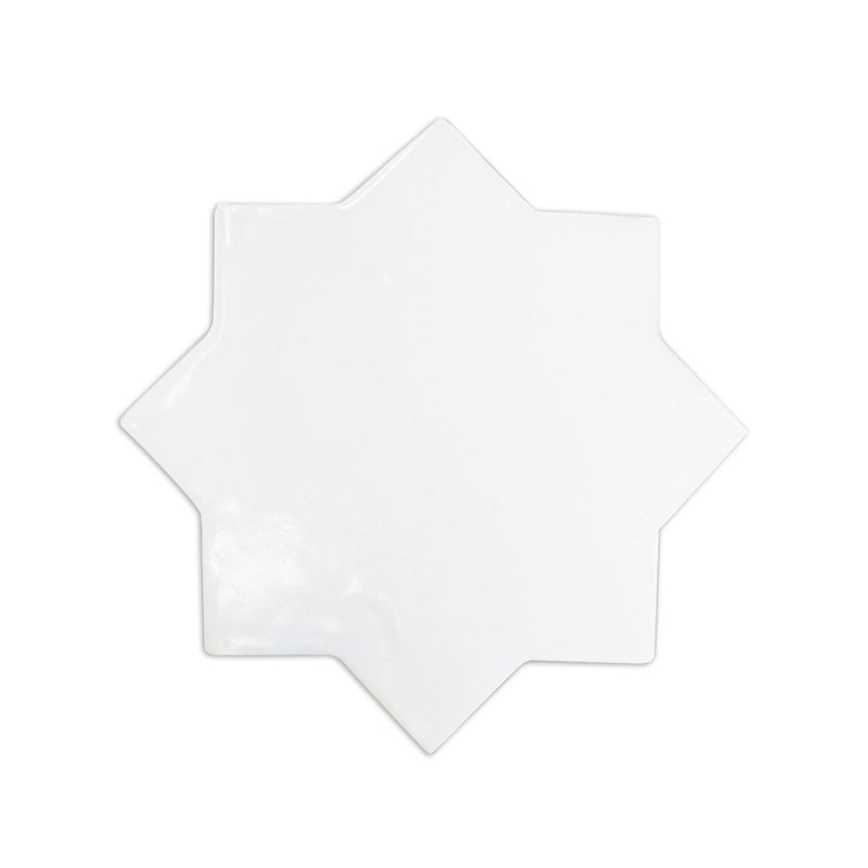 Glazed Antique Star & Cross White Gloss 5.5"