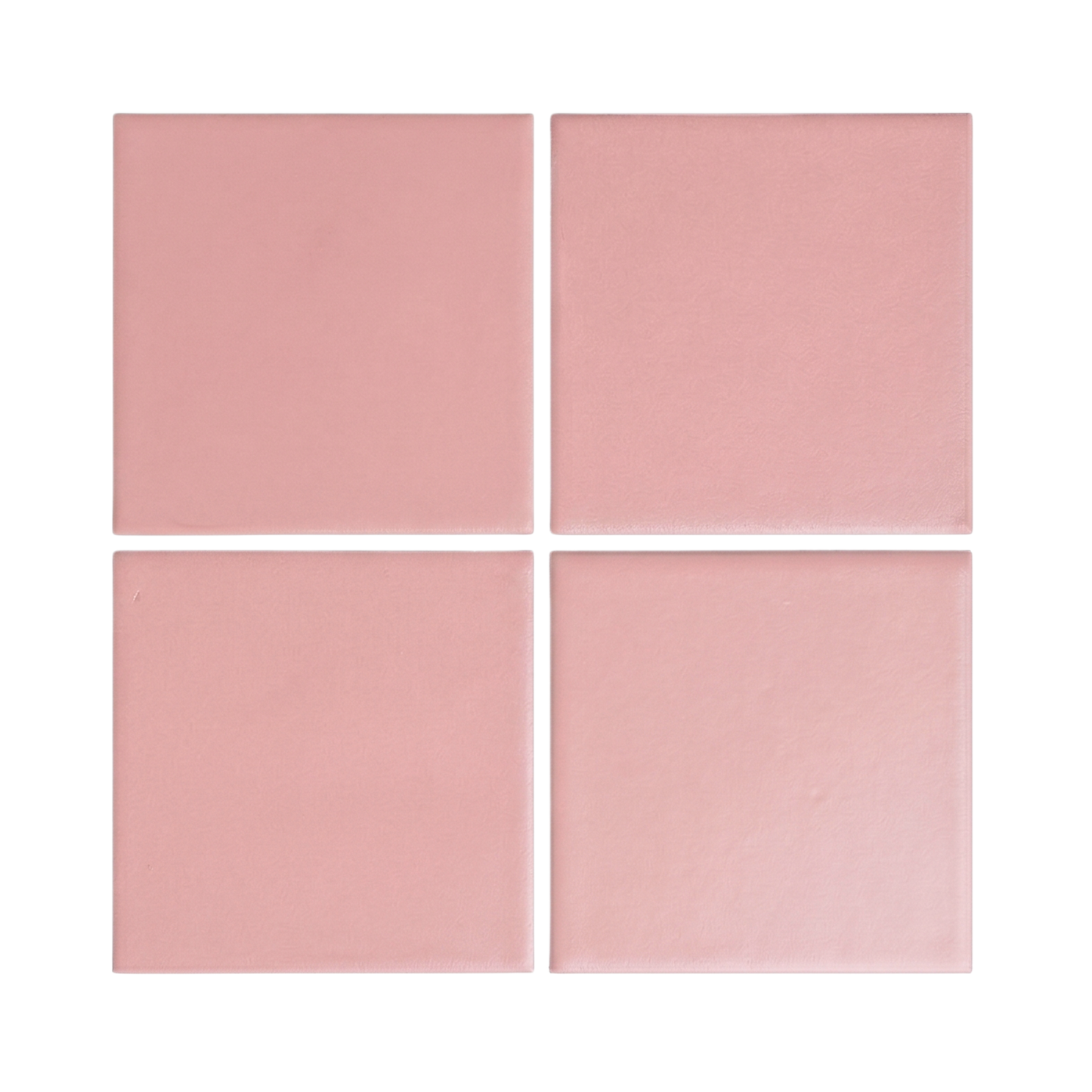 Four Pink Guava 6x6 clay tiles by Clay Imports, showing a subtle, matte texture.