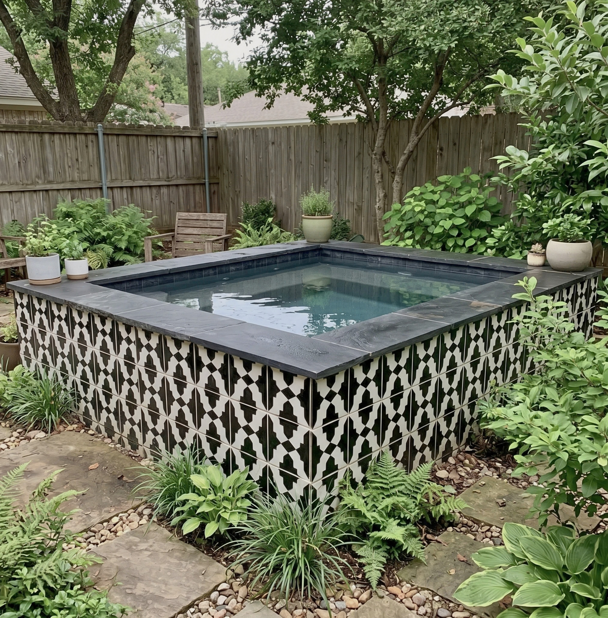 Deep Black Cruces Pool Waterline