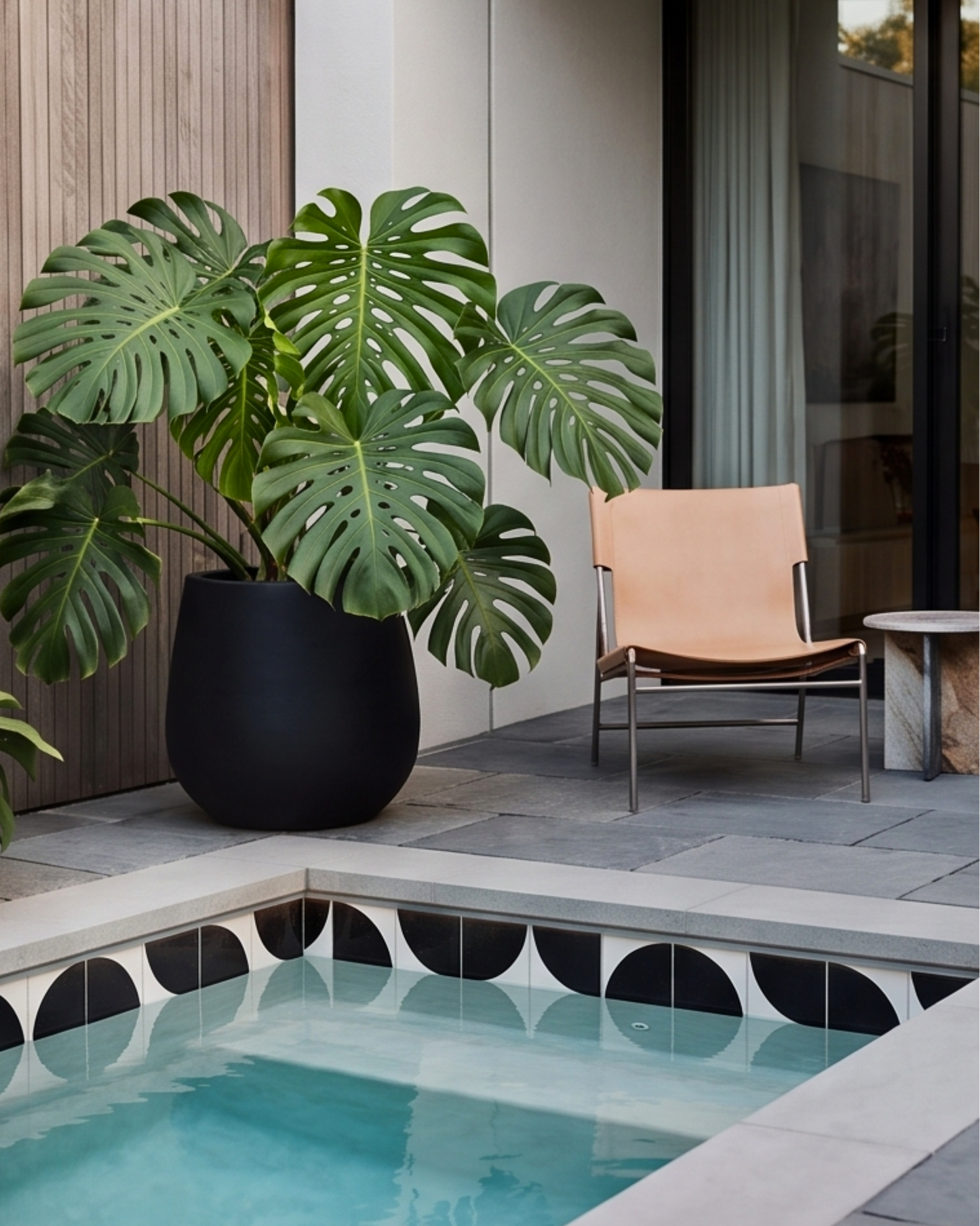 Deep Black Quarter Circle Pool Waterline