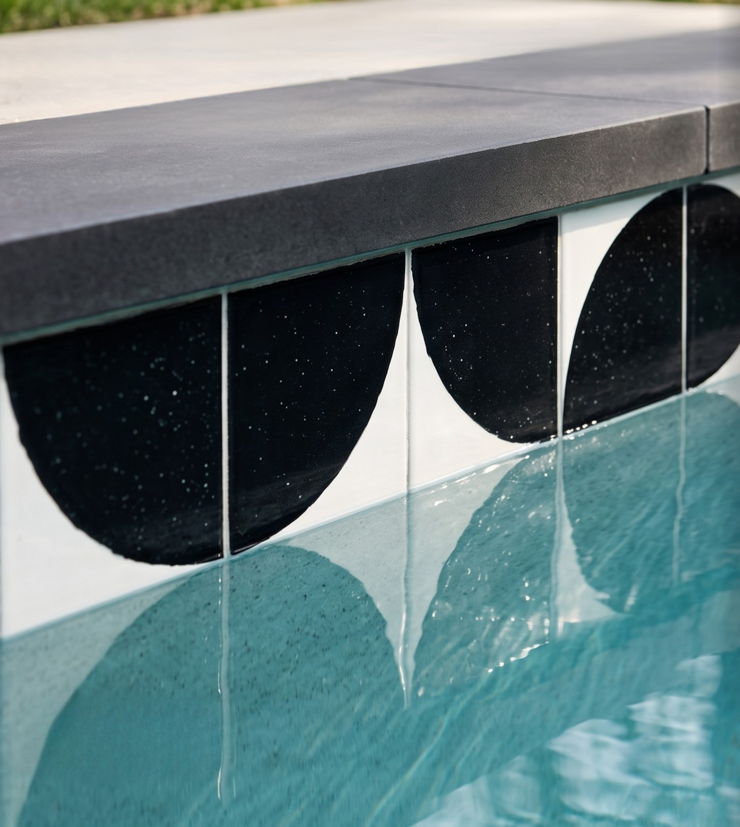 Deep Black Quarter Circle Pool Waterline