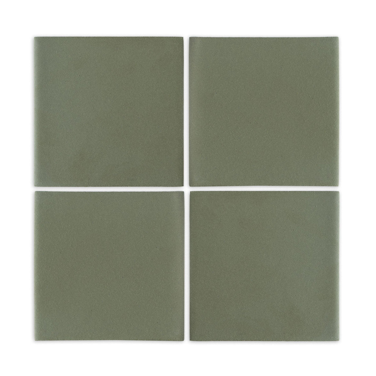 8x8 Bomber Jacket green clay tiles by Clay Imports, arranged in a grid of four with a matte finish.