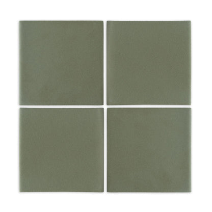 8x8 Bomber Jacket green clay tiles by Clay Imports, arranged in a grid of four with a matte finish.