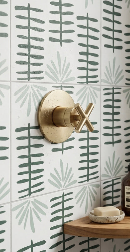 Fandango Rice White Mint 8x8