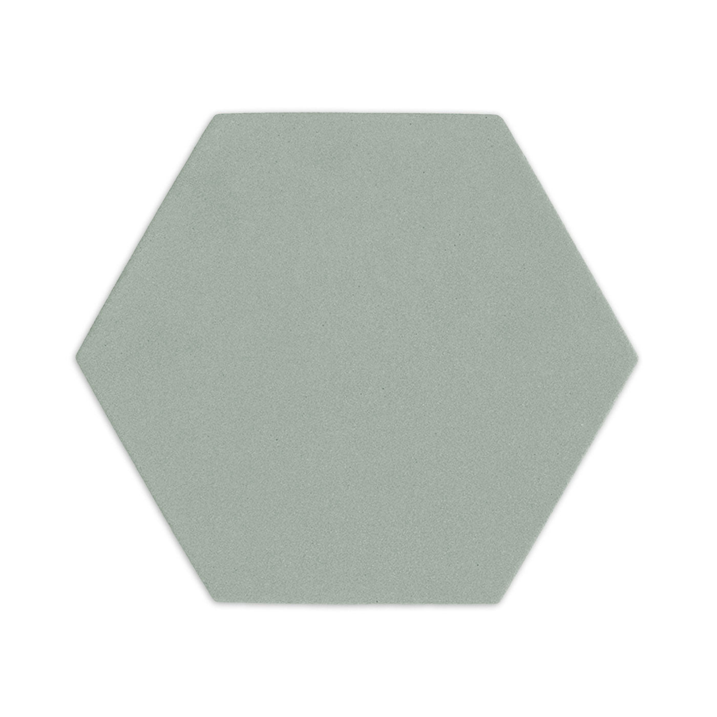 Light agave green hexagon clay tile by Clay Imports with a matte, slightly textured surface, isolated on a white background.
