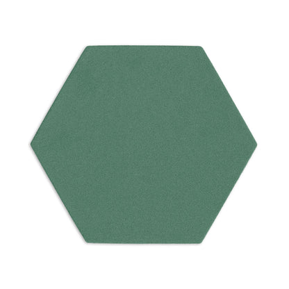 Single hexagon Cilantro green clay tile by Clay Imports with a subtle granular texture.