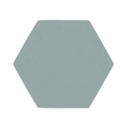 Light teal green hexagon clay tile by Clay Imports with a matte texture.