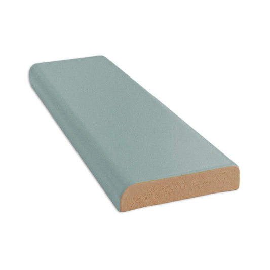 Single Bullnose Hot Spring Matte tile by Clay Imports, angled with a rounded edge and visible raw beige core.