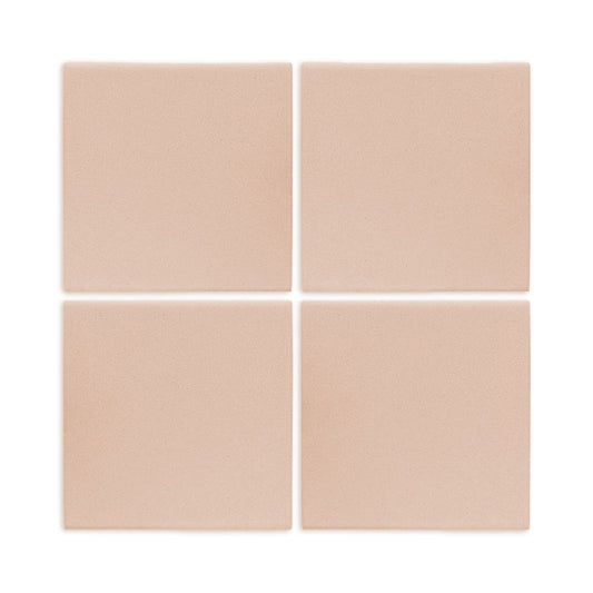 Four sand-colored square clay tiles by Clay Imports, subtly textured and arranged in a 2x2 grid.