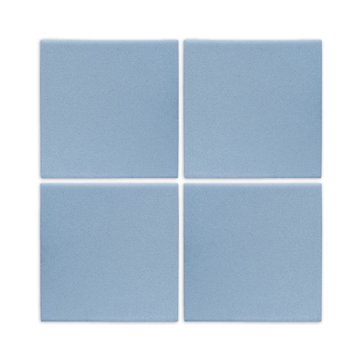 Light blue square clay tiles by Clay Imports, arranged in a 2x2 grid with subtle texture.