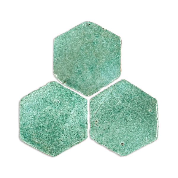 [Sample] Glazed Hexagon Light Green 4"