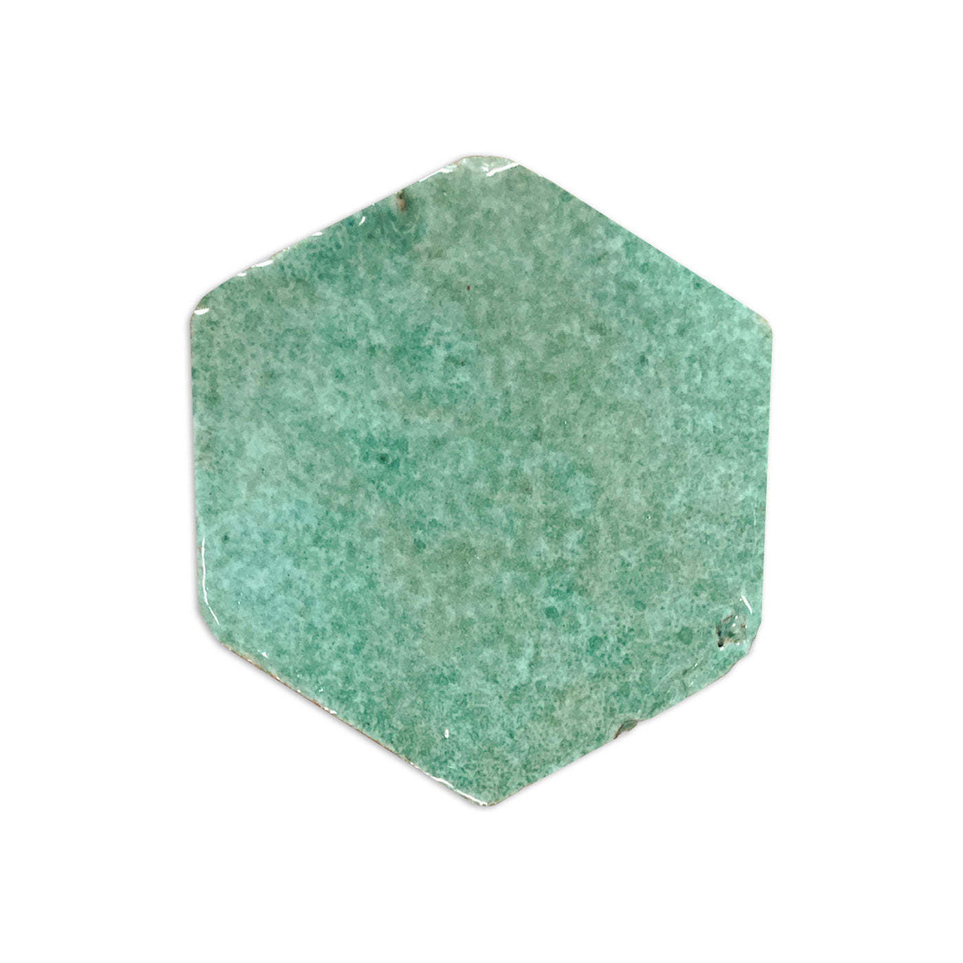 [Sample] Glazed Hexagon Light Green 4"