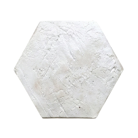 Hexagon antique French country tile sample in off-white by Clay Imports Saltillo Tile with a rough, textured surface.