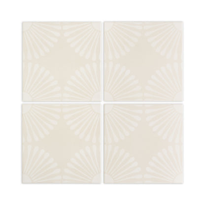Dew white tile bundle by Clay Imports with a repeating light fan pattern.