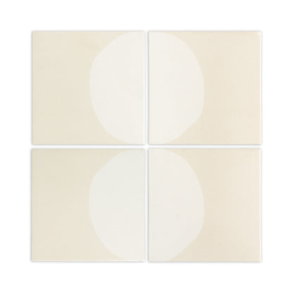 Bundle of light beige tiles by Clay Imports, with an abstract white Mod Dew pattern.