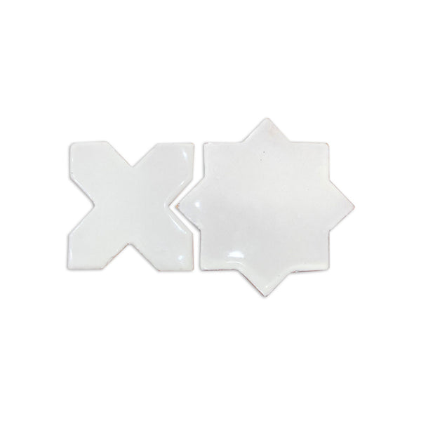 Glazed Mini Star & Cross White Gloss 3.5"