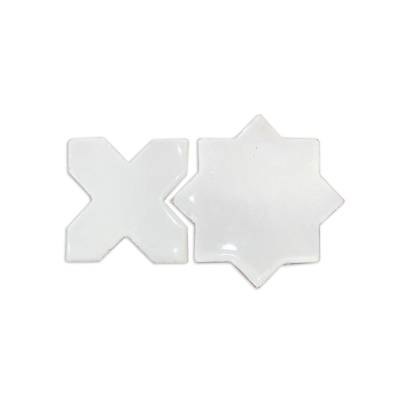 [Sample] Glazed Mini Star & Cross White 3.5"