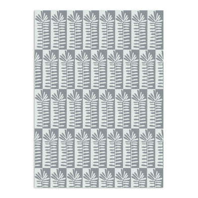 Florería Wallpaper by Clay Imports featuring a two-tone grey botanical leaf pattern on an alternating striped background.