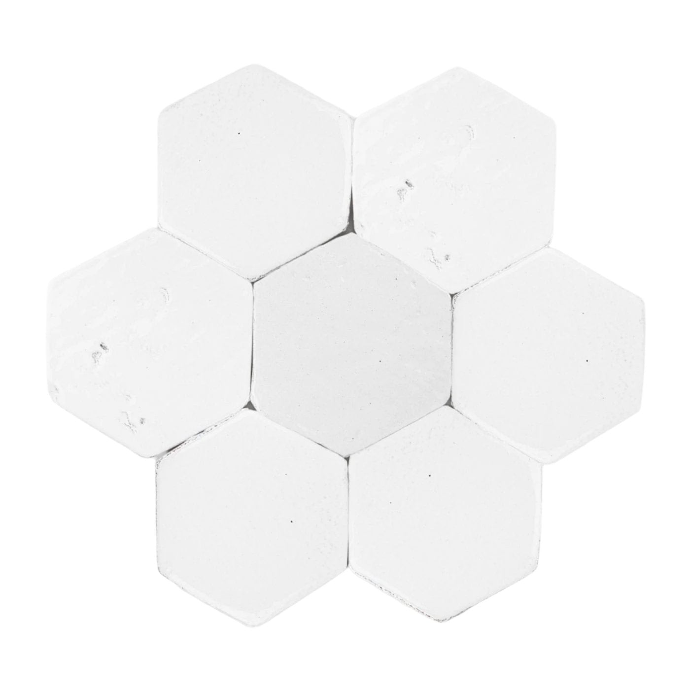 [Bundle] Glazed Antique Hexagon White Gloss 4" | 25 SF