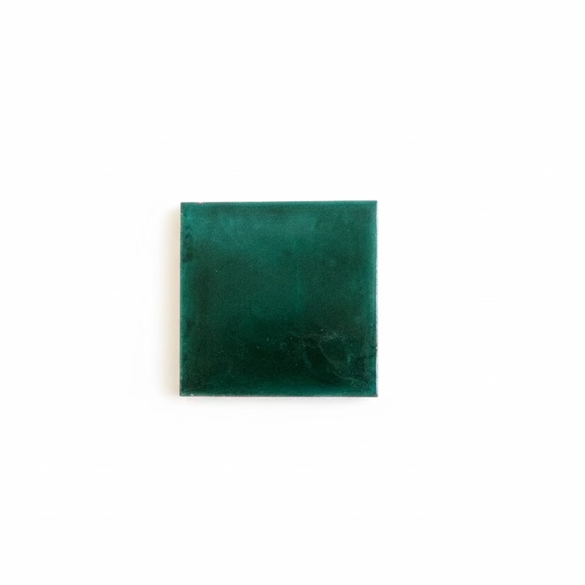 Deep forest green square sample tile by Clay Imports with a textured, subtly uneven surface.